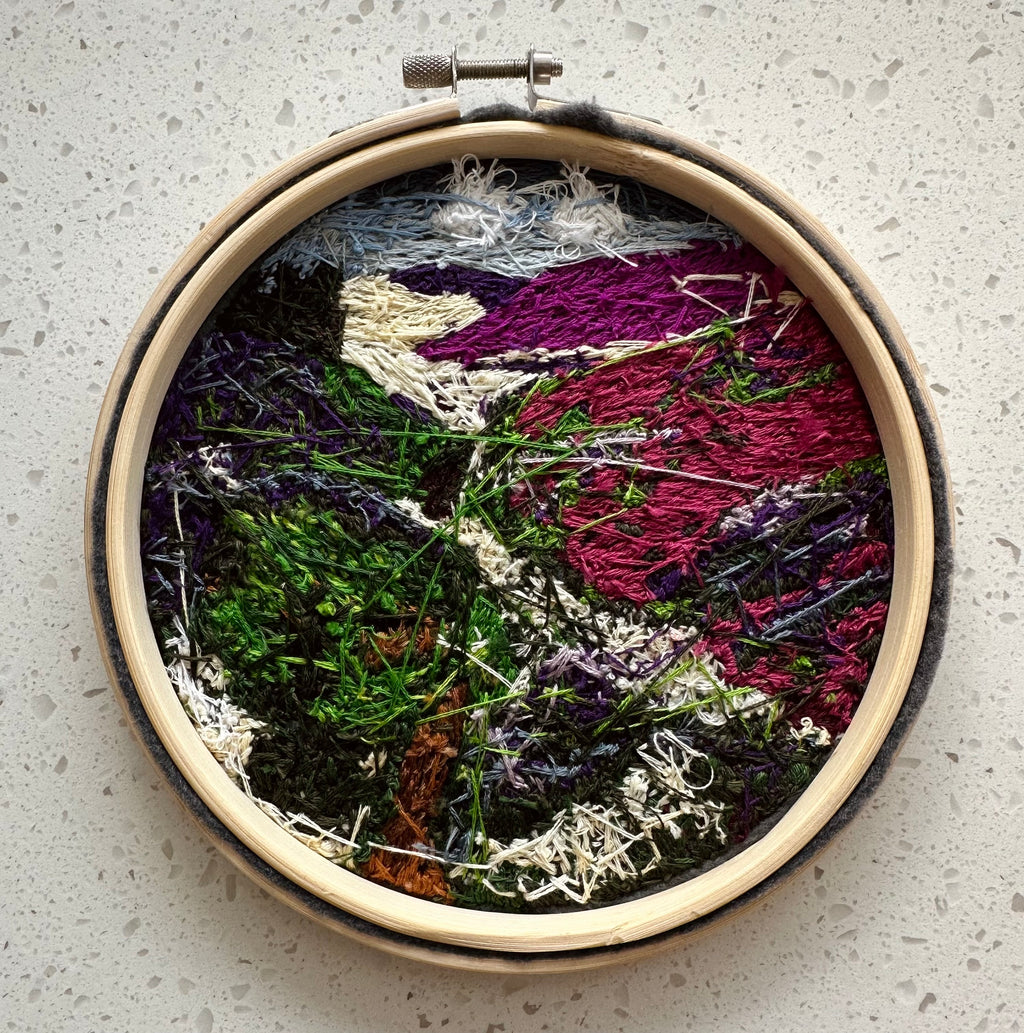 Purple mountain super bloom thread painting