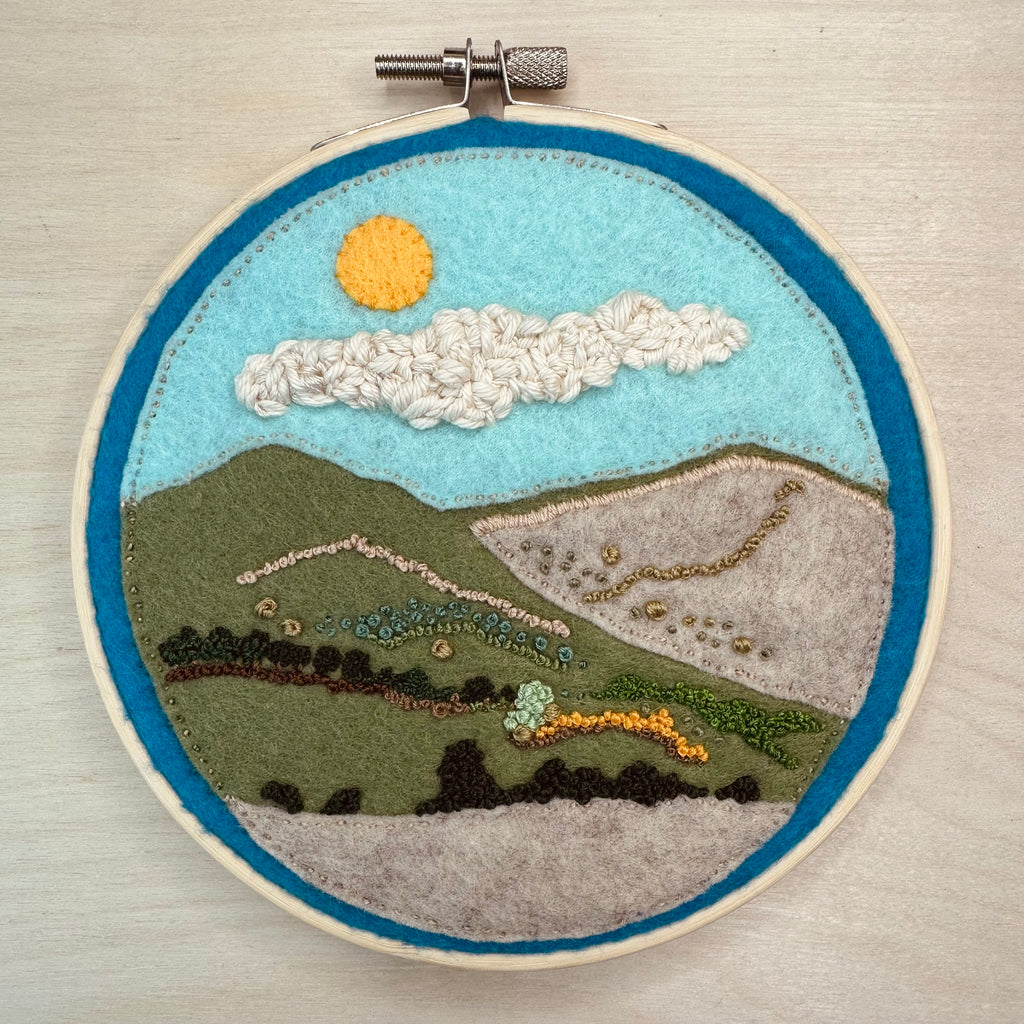 Patchwork felt landscape thread painting