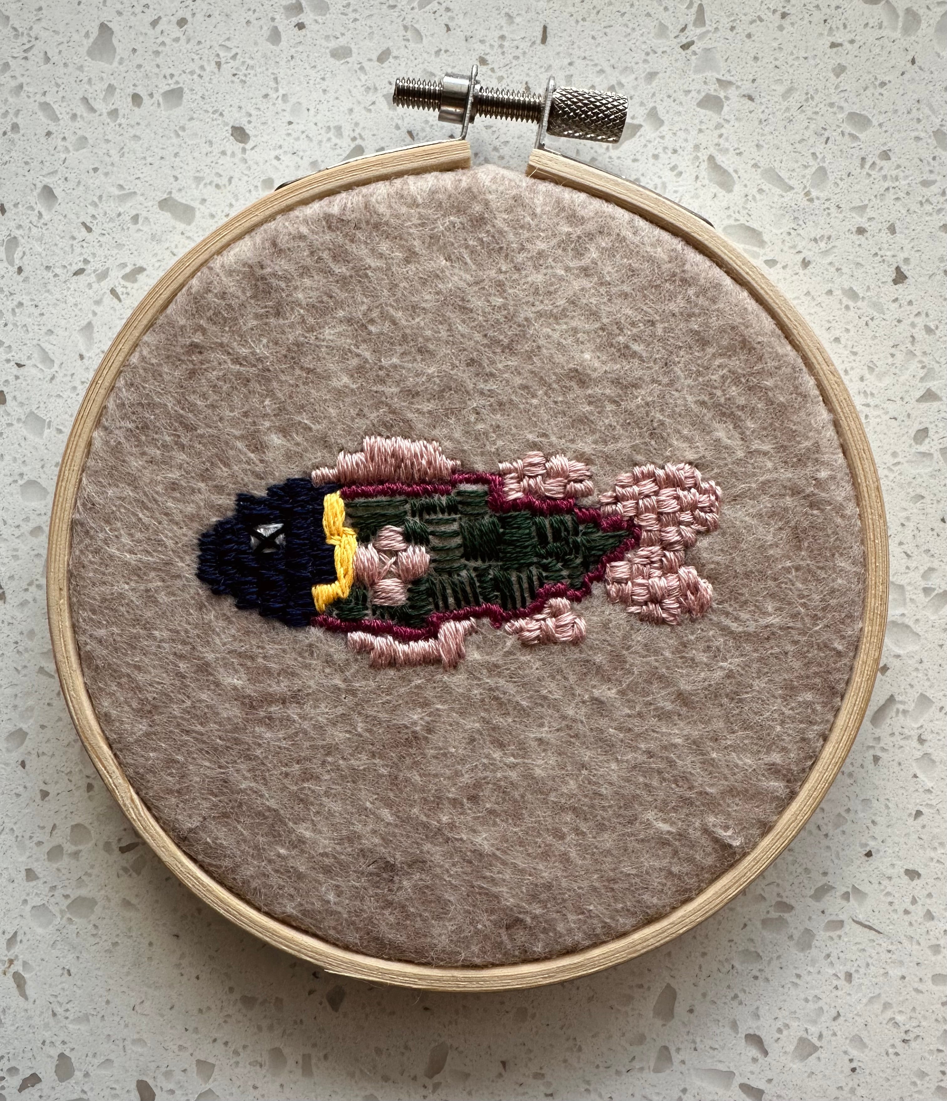 Embroidered Fish that has gone Oof