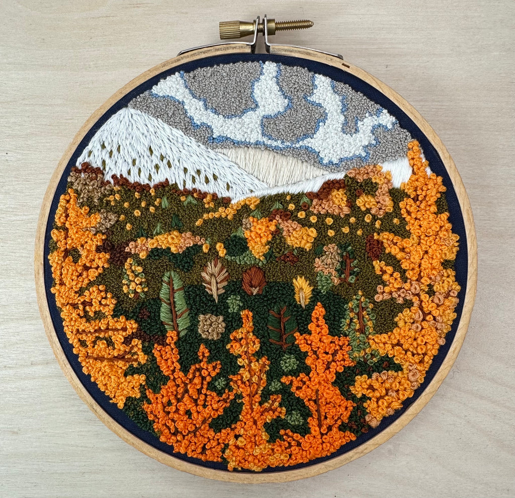 French knot landscape thread painting