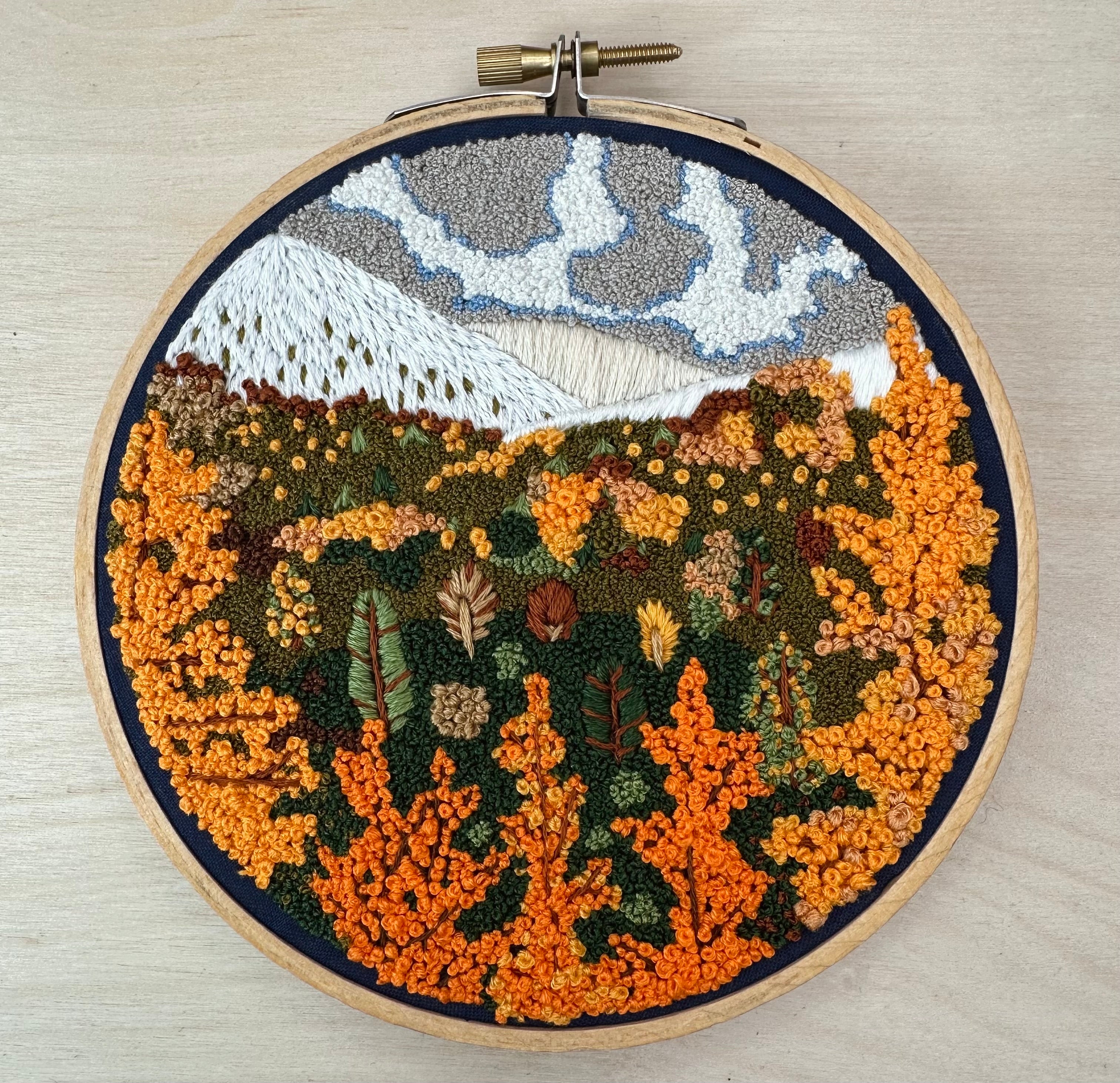 French knot landscape thread painting