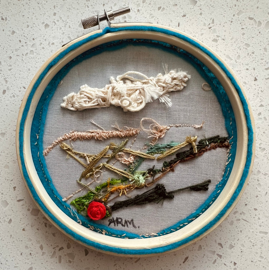 Patchwork felt landscape thread painting