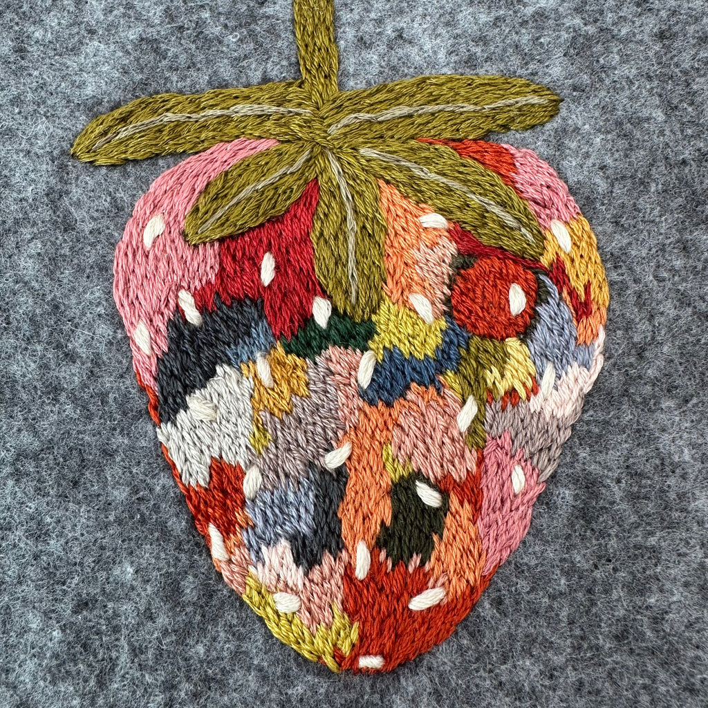 Multicolored strawberry embroidery
