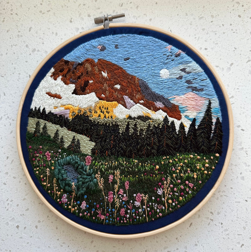 Landscape embroidery Colorado’s mountainside