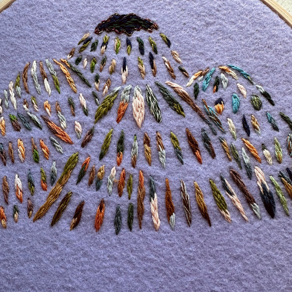 Mountain embroidery art on hoop