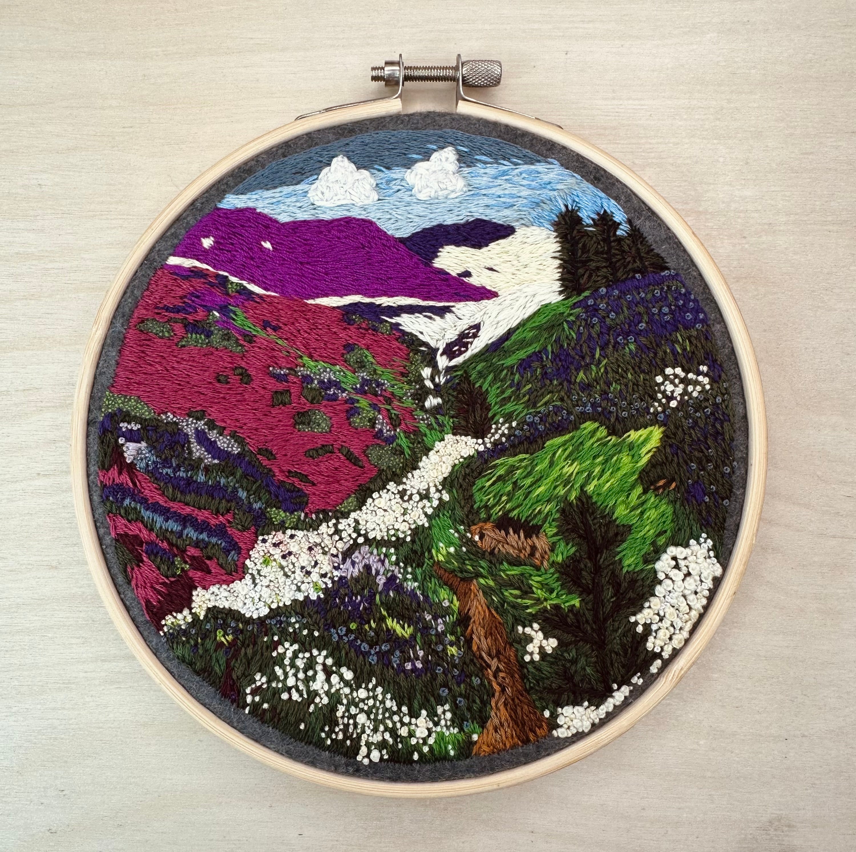 Purple mountain super bloom thread painting
