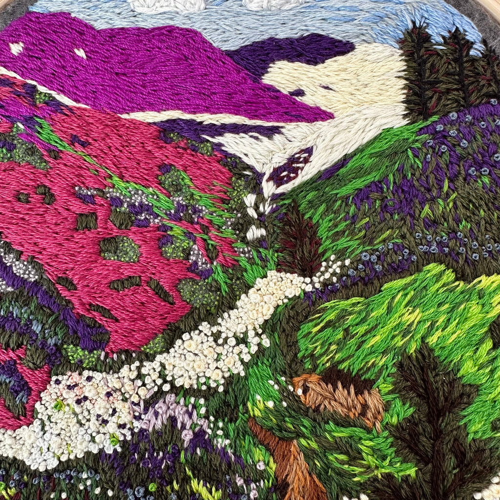 Purple mountain super bloom thread painting