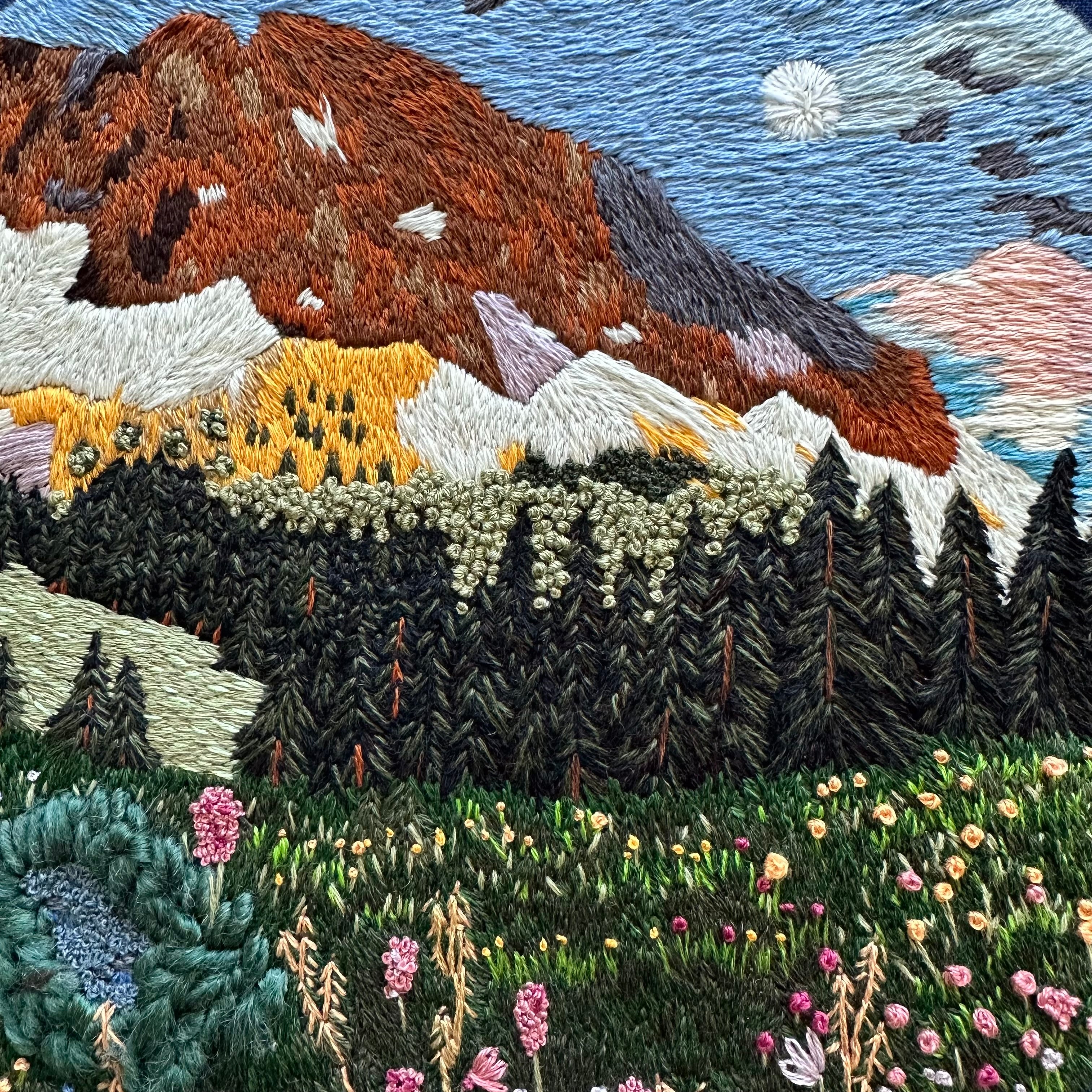 Landscape embroidery Colorado’s mountainside