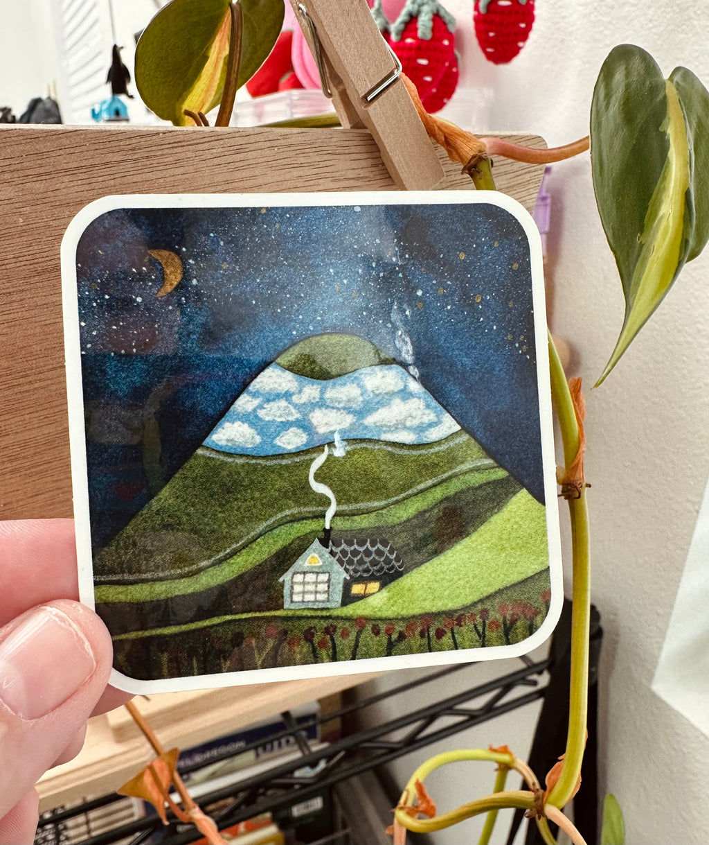 Mountain Under a Starry Sky Sticker