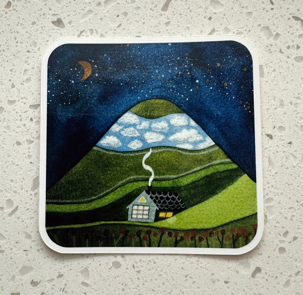 Mountain Under a Starry Sky Sticker