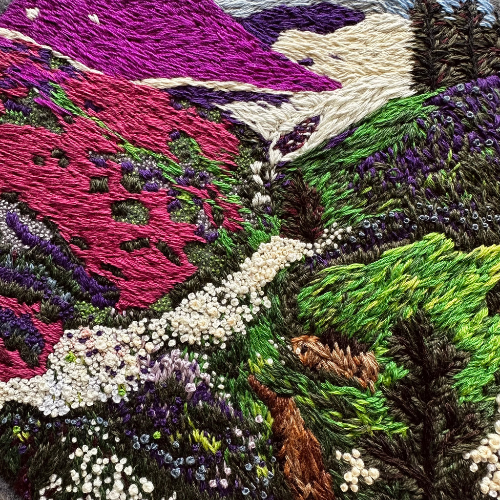 Purple mountain super bloom thread painting
