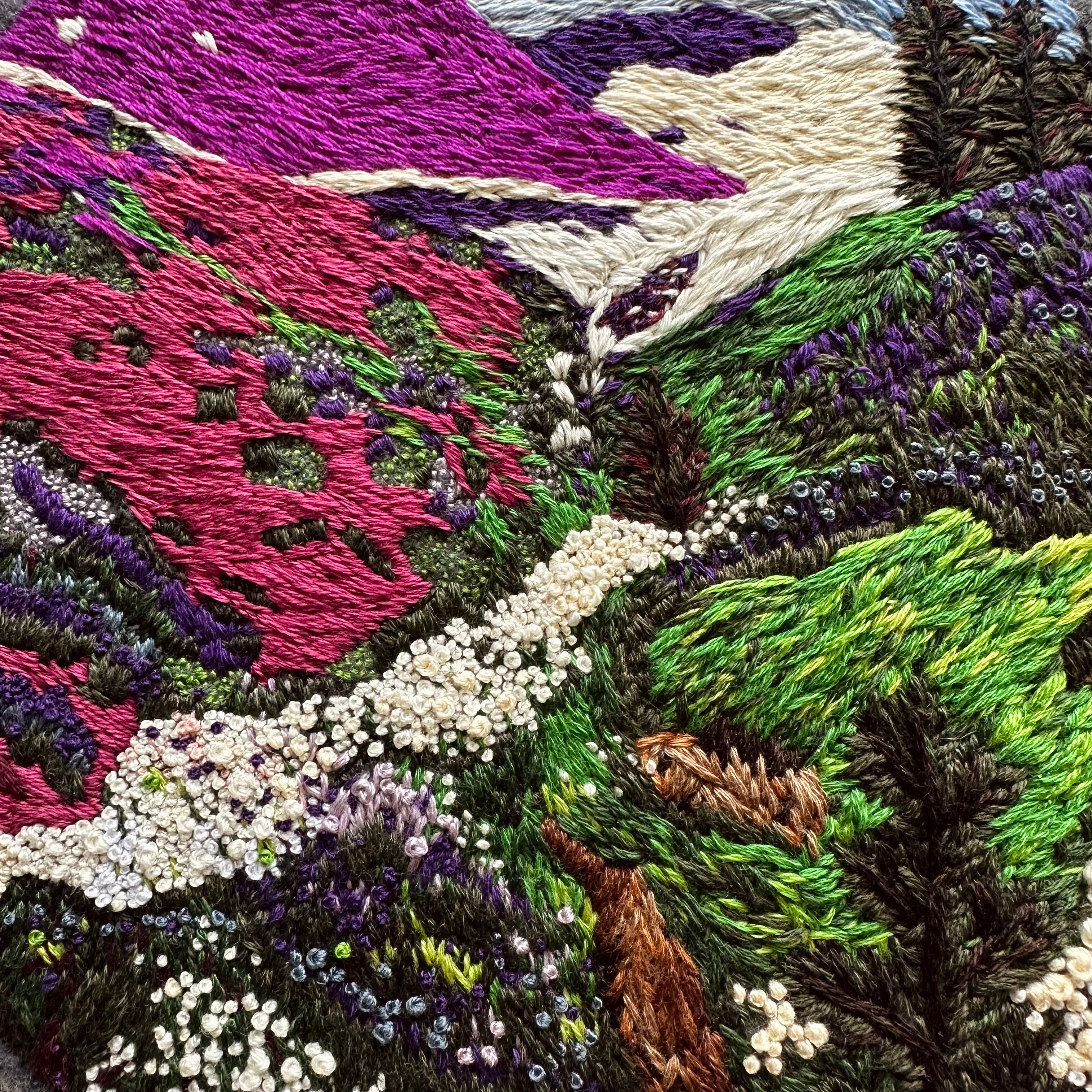 Purple mountain super bloom thread painting