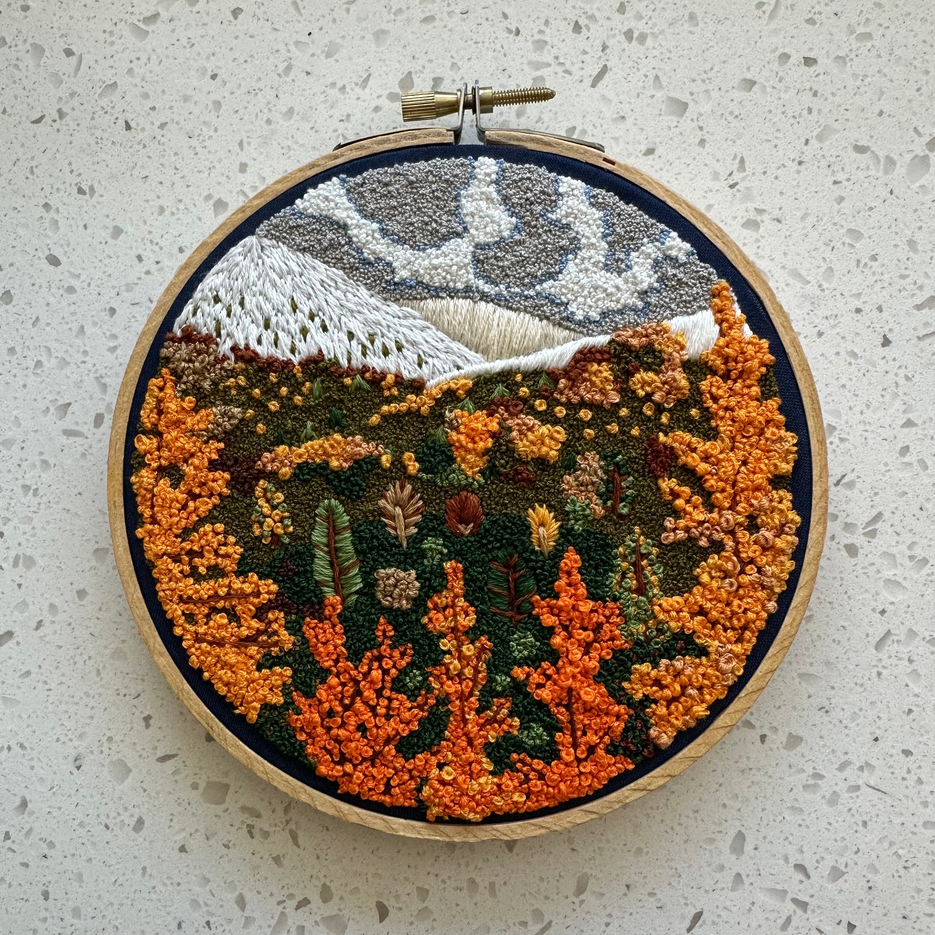 French knot landscape thread painting