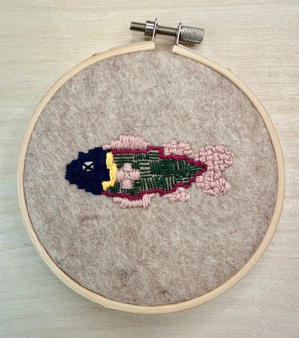 Embroidered Fish that has gone Oof