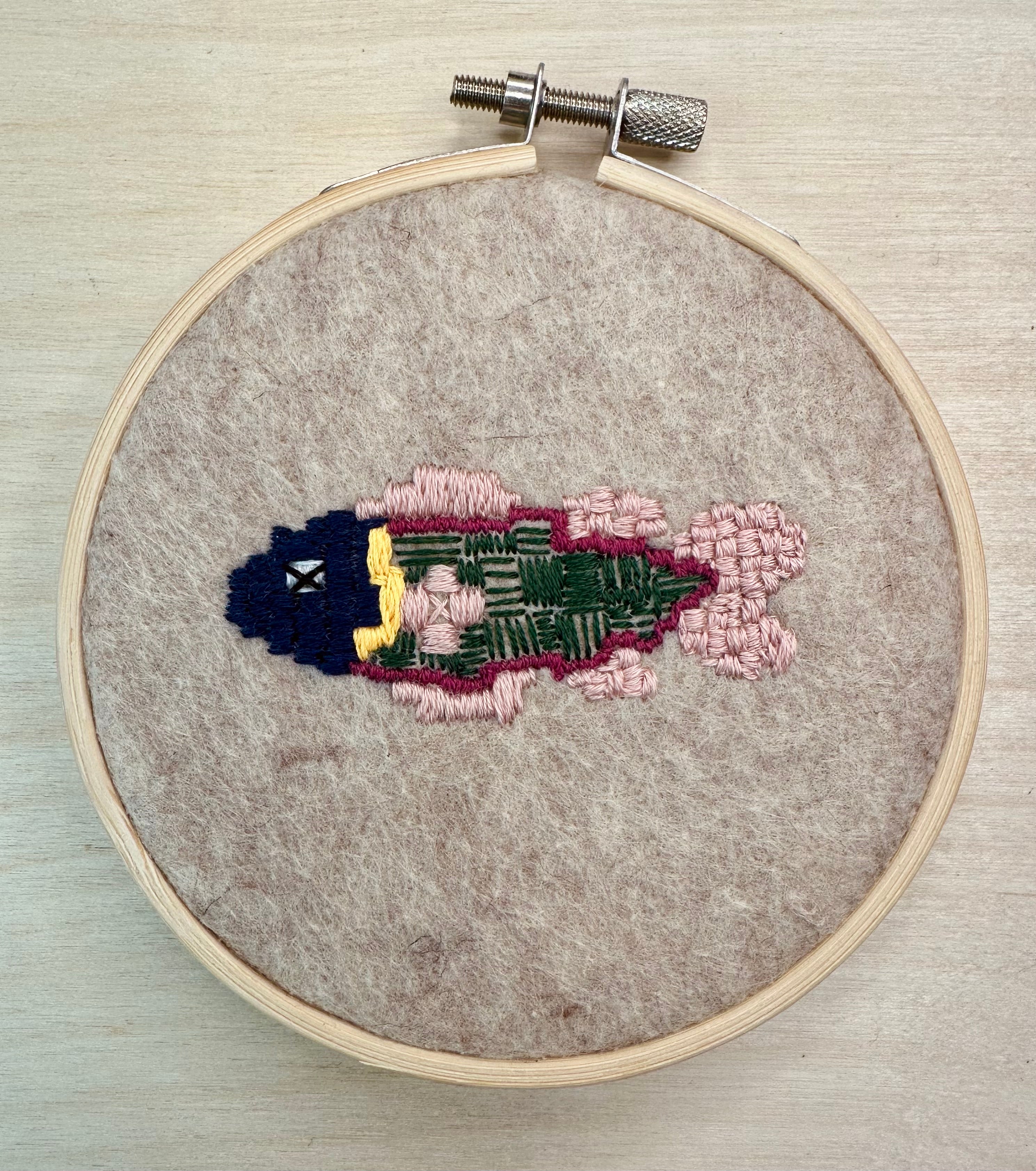 Embroidered Fish that has gone Oof