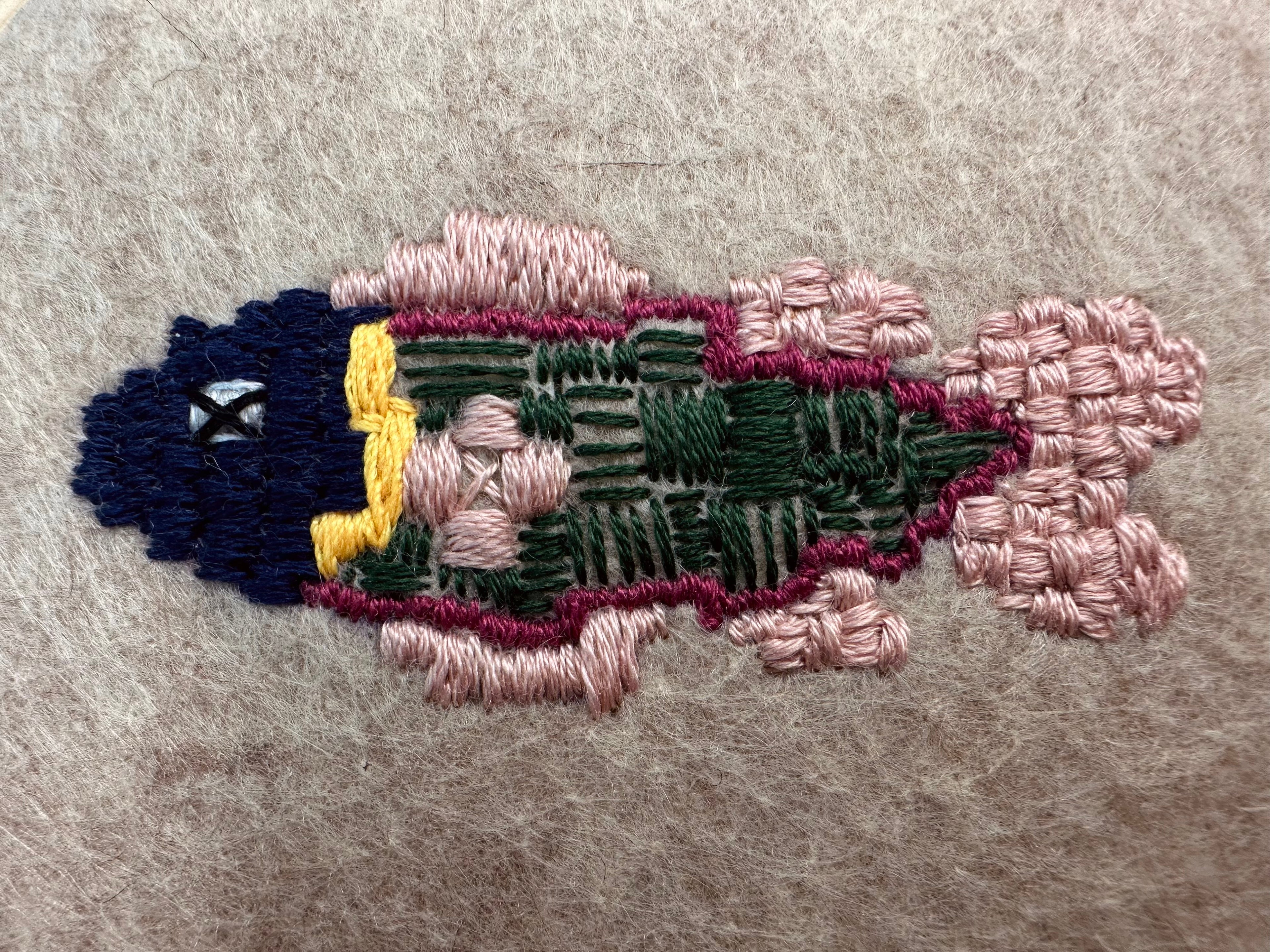 Embroidered Fish that has gone Oof