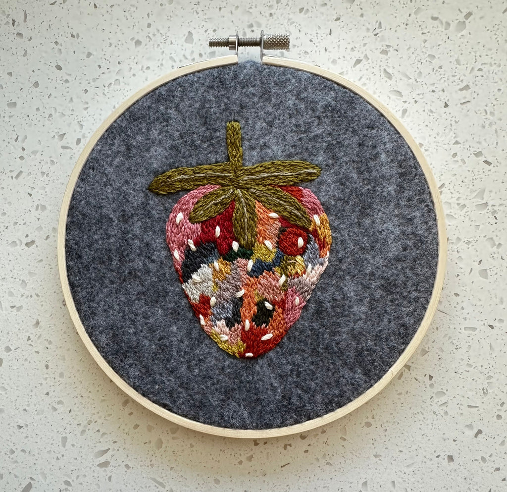 Multicolored strawberry embroidery