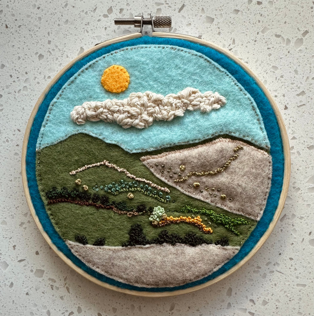 Patchwork felt landscape thread painting
