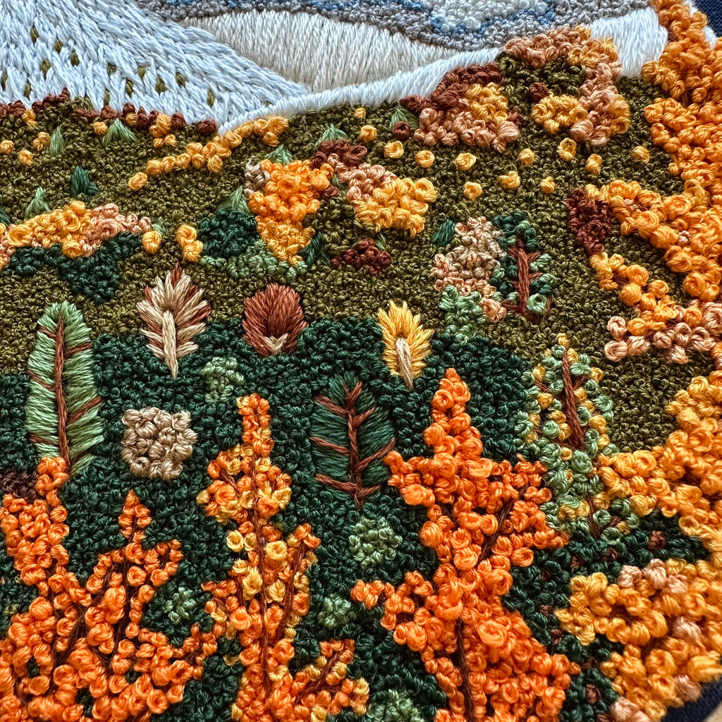 French knot landscape thread painting