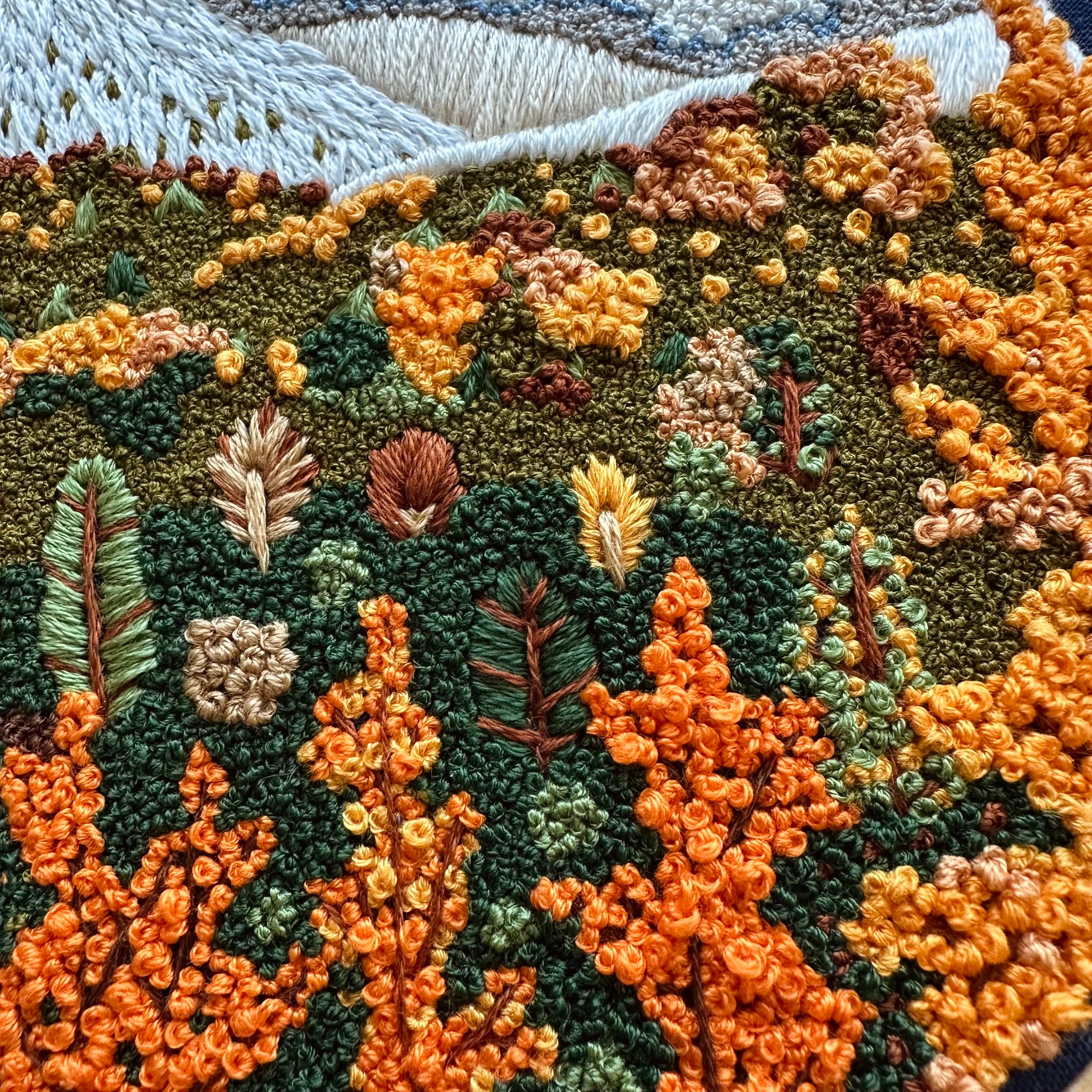 French knot landscape thread painting