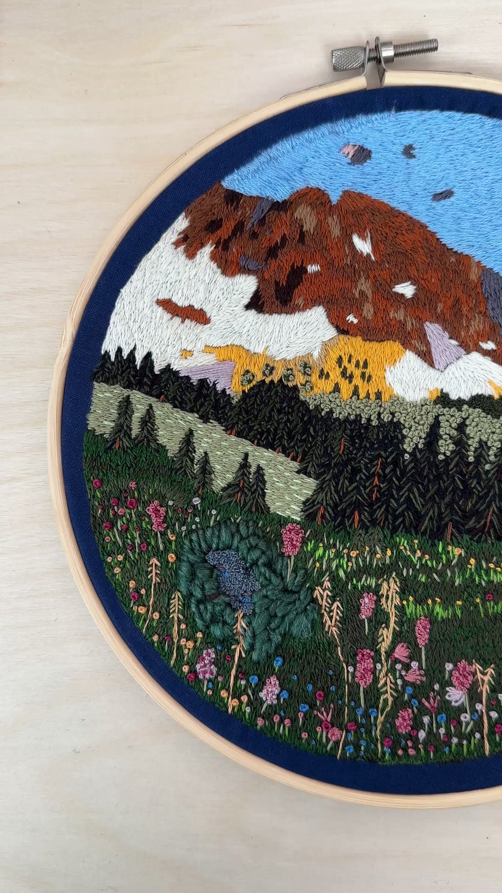 Landscape embroidery Colorado’s mountainside