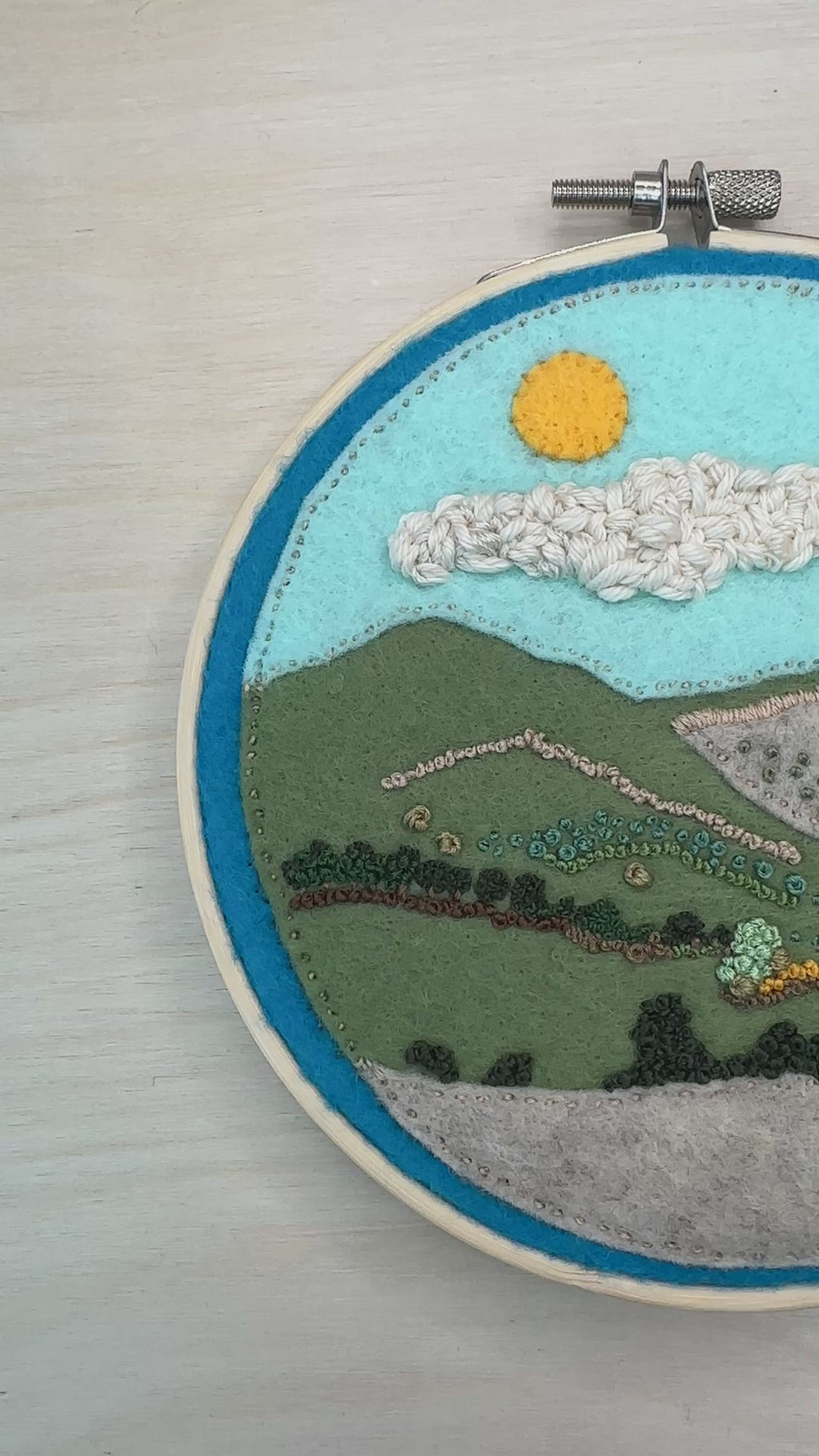 Patchwork felt landscape thread painting