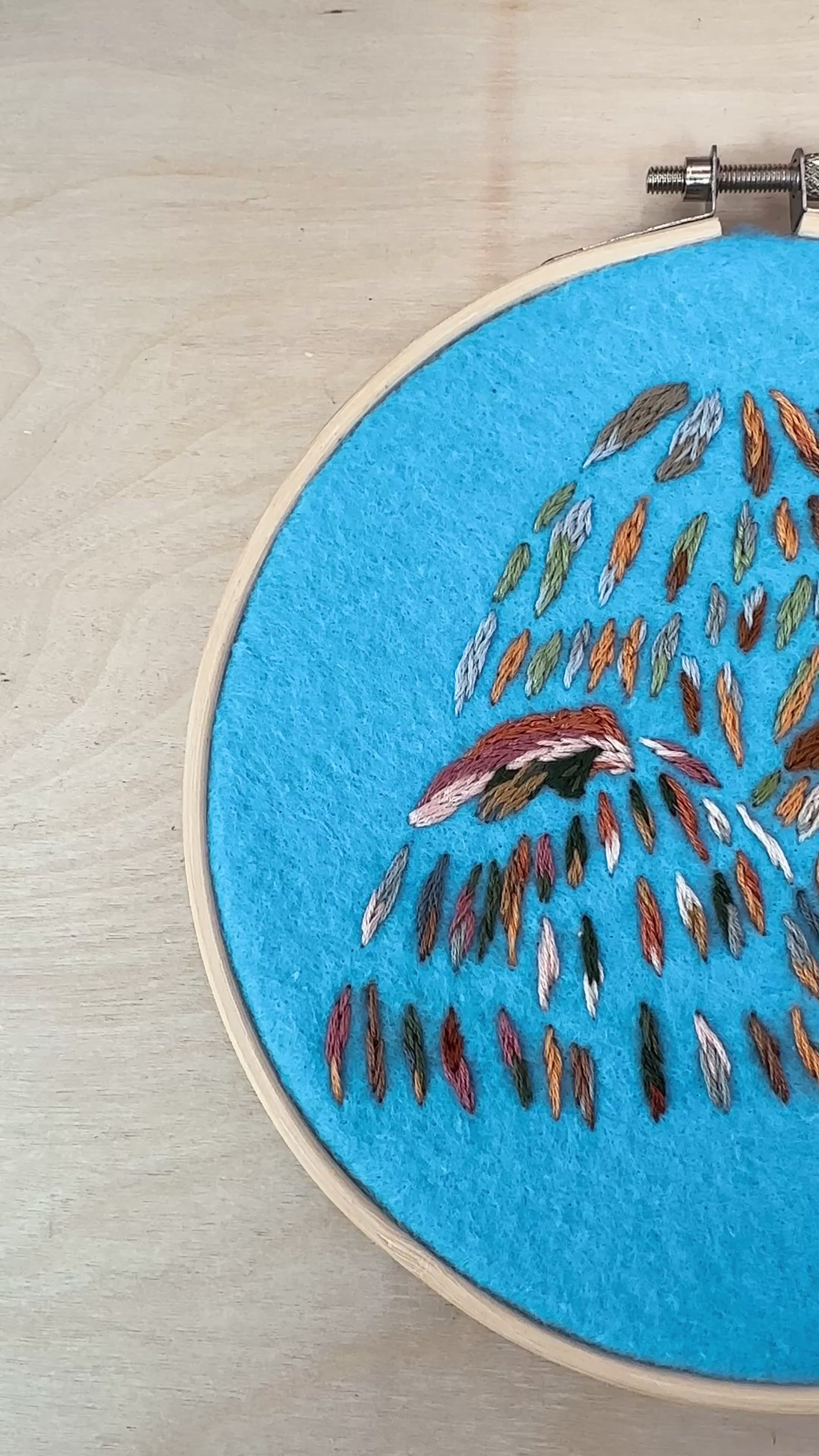 Hand stitched mountain embroidery